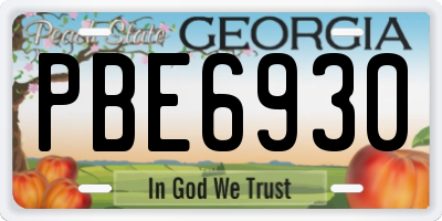 GA license plate PBE6930