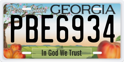 GA license plate PBE6934