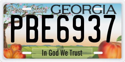 GA license plate PBE6937