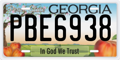 GA license plate PBE6938