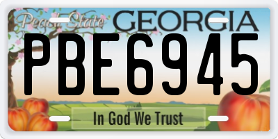 GA license plate PBE6945