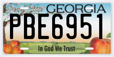 GA license plate PBE6951