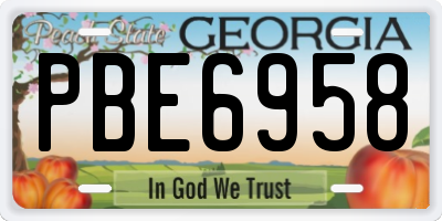 GA license plate PBE6958