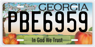 GA license plate PBE6959