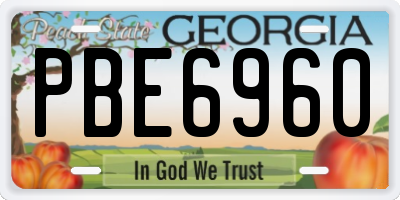 GA license plate PBE6960
