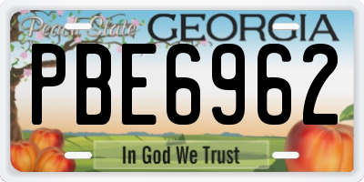 GA license plate PBE6962