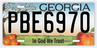 GA license plate PBE6970