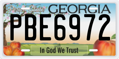 GA license plate PBE6972