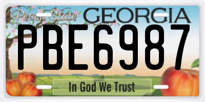 GA license plate PBE6987