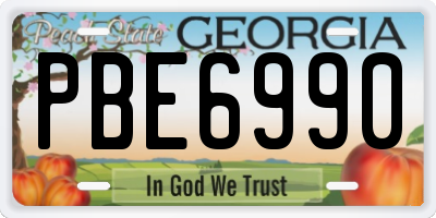 GA license plate PBE6990