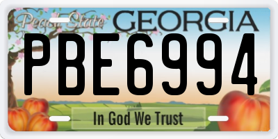 GA license plate PBE6994