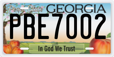 GA license plate PBE7002