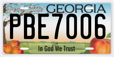 GA license plate PBE7006