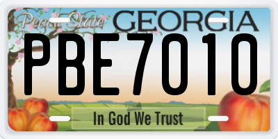 GA license plate PBE7010