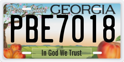 GA license plate PBE7018
