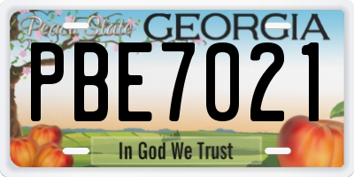 GA license plate PBE7021