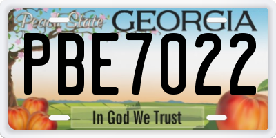 GA license plate PBE7022