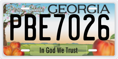 GA license plate PBE7026
