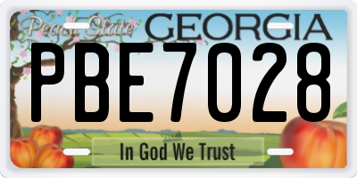 GA license plate PBE7028