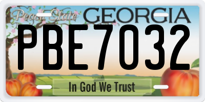 GA license plate PBE7032