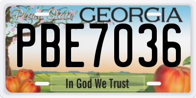 GA license plate PBE7036