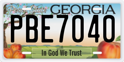 GA license plate PBE7040