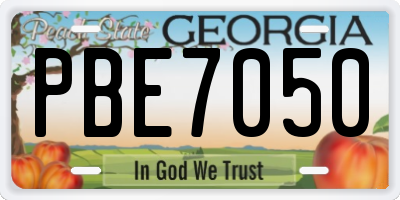 GA license plate PBE7050