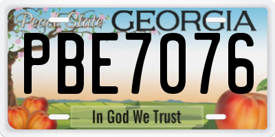 GA license plate PBE7076