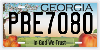 GA license plate PBE7080