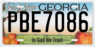GA license plate PBE7086