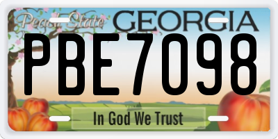 GA license plate PBE7098