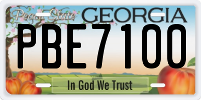 GA license plate PBE7100