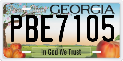 GA license plate PBE7105