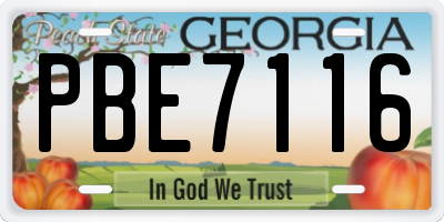 GA license plate PBE7116