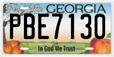 GA license plate PBE7130