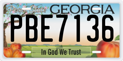GA license plate PBE7136