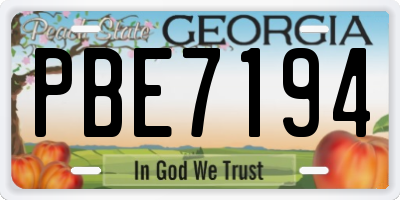 GA license plate PBE7194