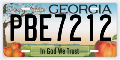 GA license plate PBE7212
