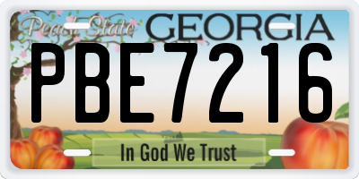 GA license plate PBE7216
