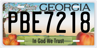 GA license plate PBE7218