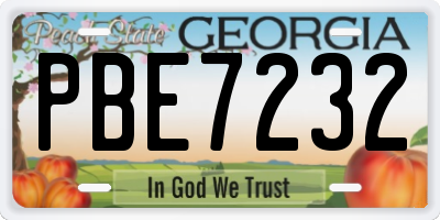 GA license plate PBE7232