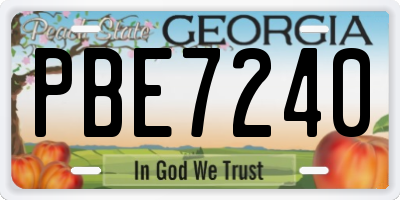 GA license plate PBE7240