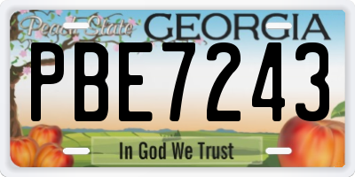GA license plate PBE7243