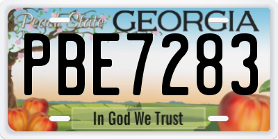 GA license plate PBE7283