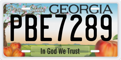 GA license plate PBE7289