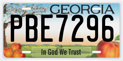 GA license plate PBE7296