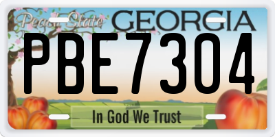 GA license plate PBE7304