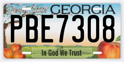 GA license plate PBE7308