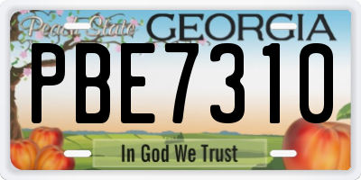 GA license plate PBE7310