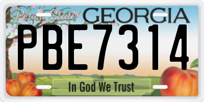 GA license plate PBE7314